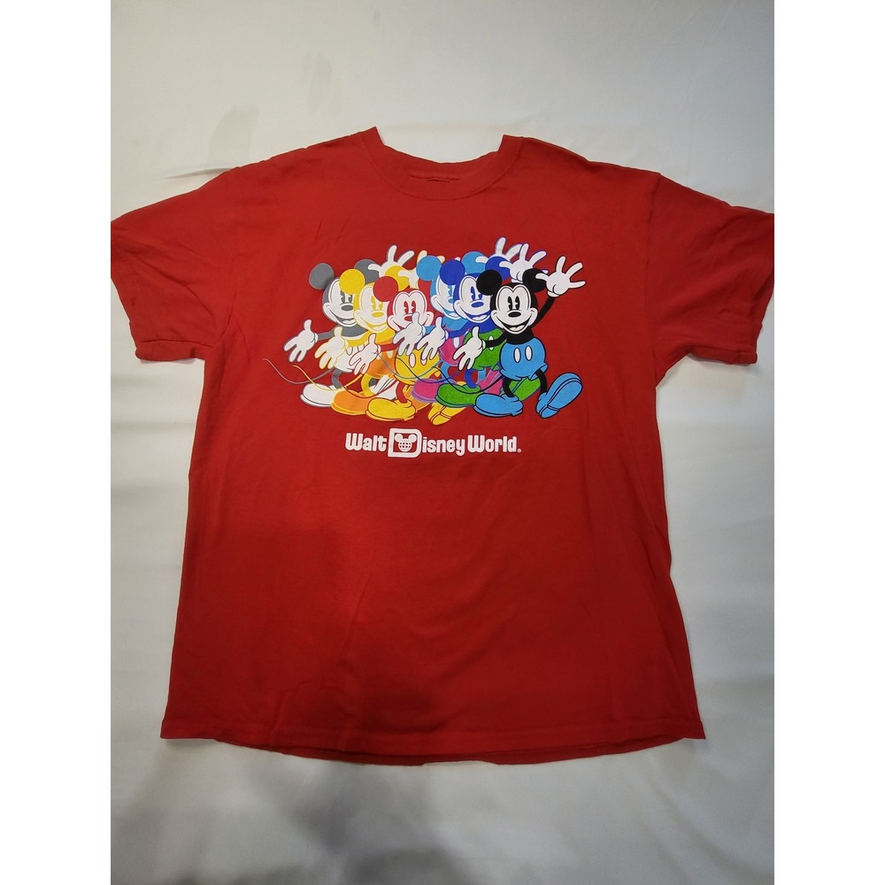 Disney Parks Mickey Mouse Walt Disney World Red Graphic T-Shirt Mens Large L